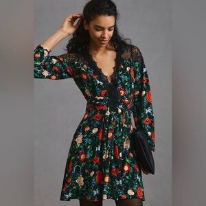 Anthropologie Lacy V-Neck Floral
Mini Dress - Size 2 - NWT